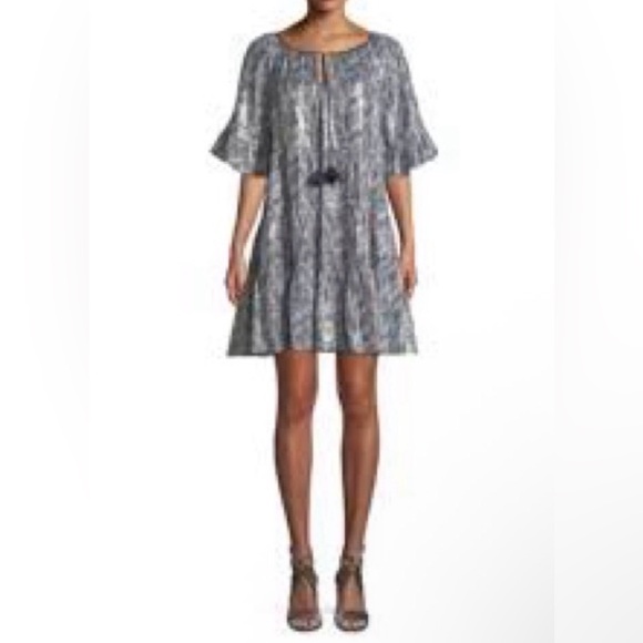 Kobi Halperin Tops - Kobi Halperin Silk Tent Dress Women's Paisley Ruffle Sleeve Top size large